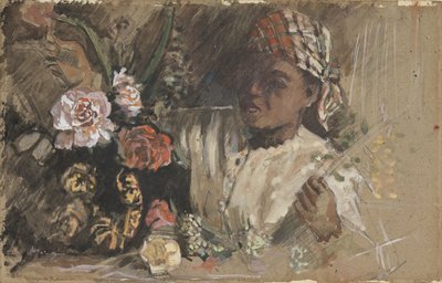 Black Woman with Peonies, c.1870 by Jean Frederic Bazille
